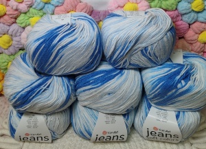 Pachet promo Jeans Soft Colors bleo/alb - 55%bumbac +45%acril - 400 gr