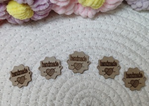 Eticheta piele HandMade crem - model stea