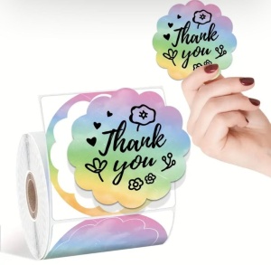 Etichete autoadezive personalizate / model floare / culoare curcubeu - set 10 bucati - Img 2