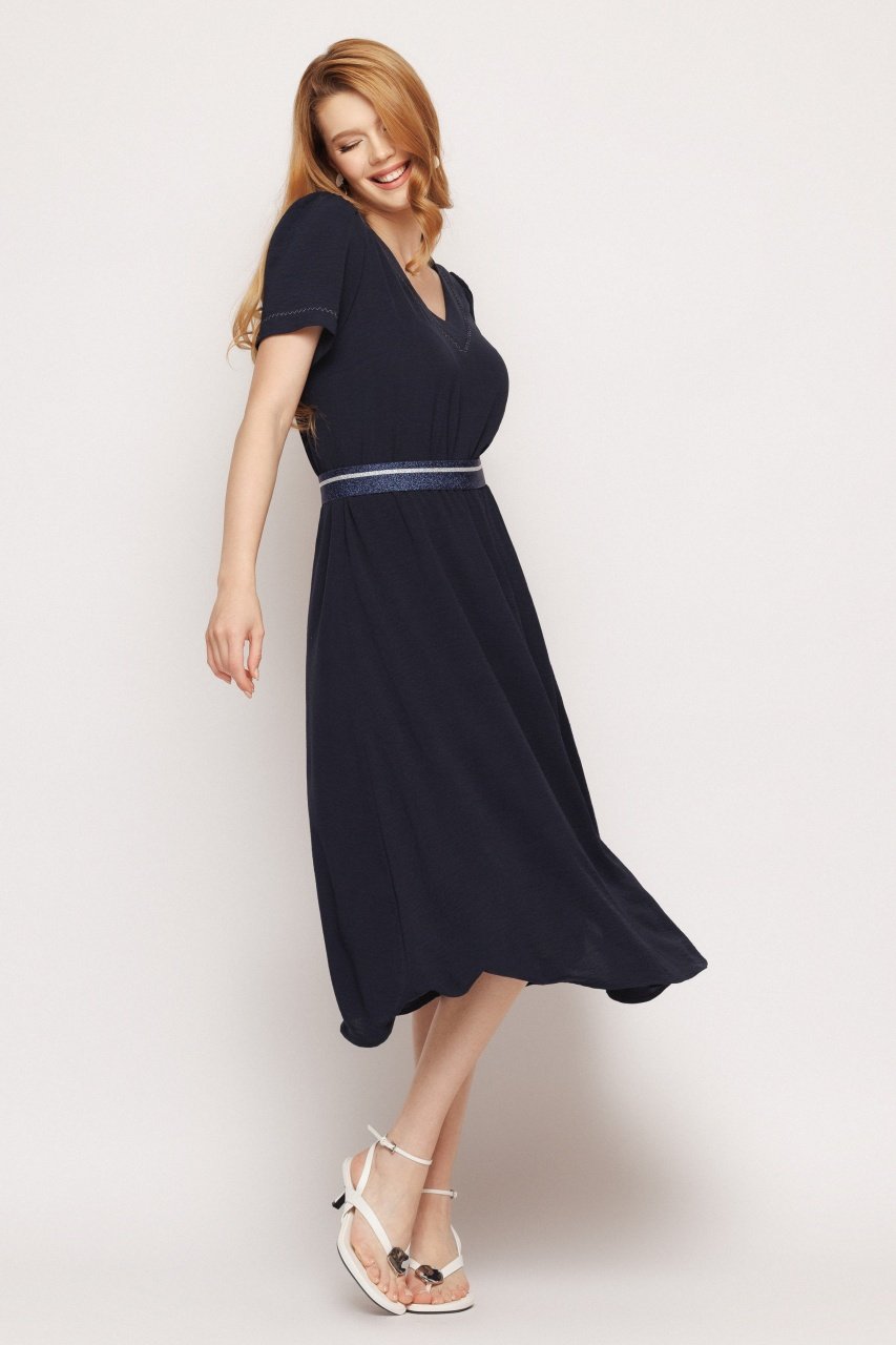 Rochie dama midi bleumarin