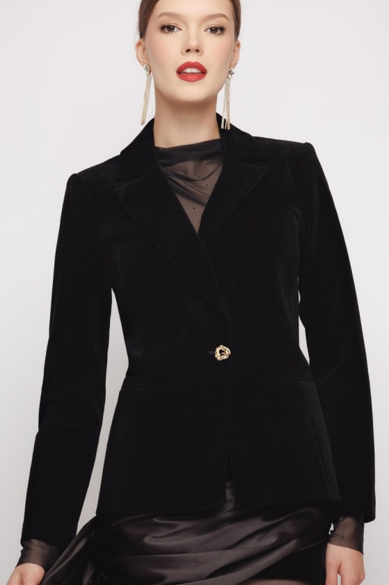Sacou dama elegant din catifea neagra - Img 1