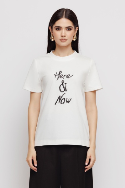 Tricou dama alb cu broderie - Img 3