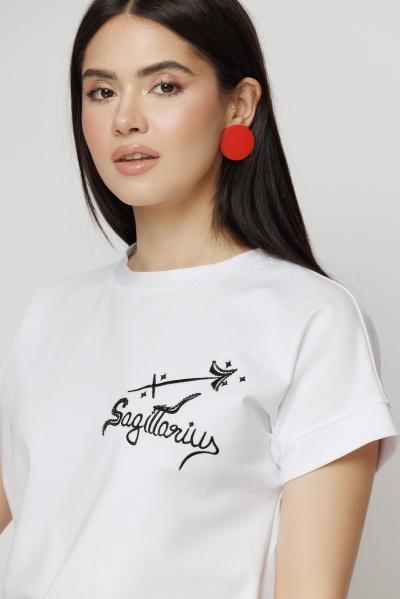 Tricou dama alb zodia Sagetator - Img 2