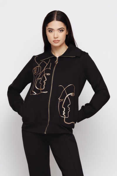 Jacheta dama neagra cu broderie - Img 2