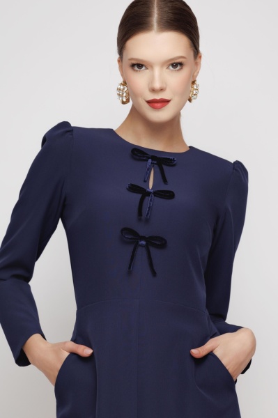 Rochie dama eleganta scurta bleumarin - Img 2