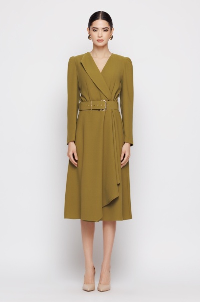 Rochie dama verde cu rever - Img 3