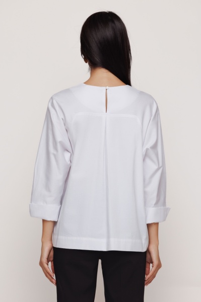 Bluza dama alba cu print pe umar - Img 4