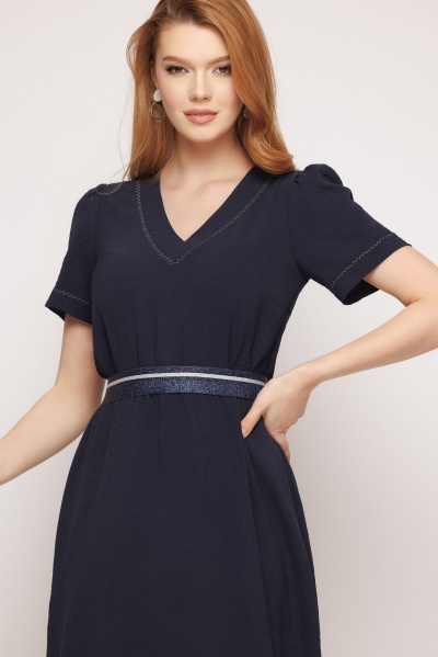 Rochie dama midi bleumarin - Img 2