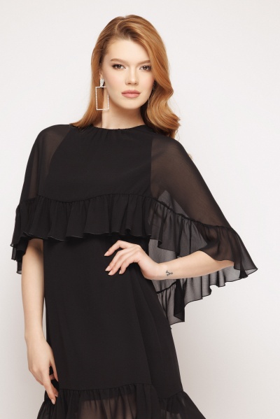 Rochie dama neagra cu capa din voal - Img 5