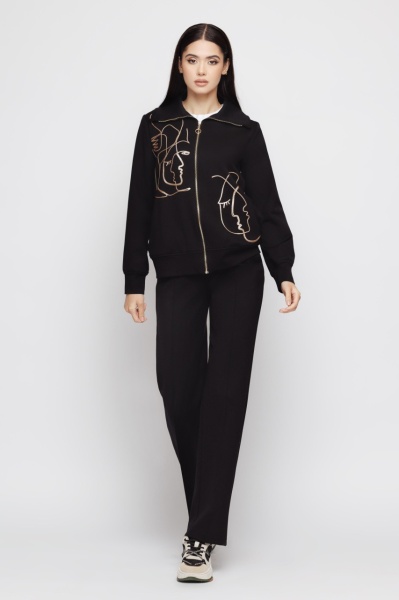 Jacheta dama neagra cu broderie - Img 3