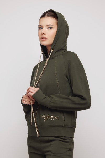 Jacheta dama verde cu gluga - Img 2