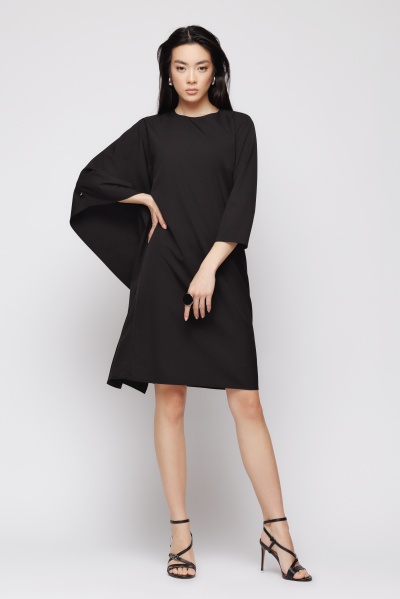 Rochie dama neagra cu drapaj - Img 1
