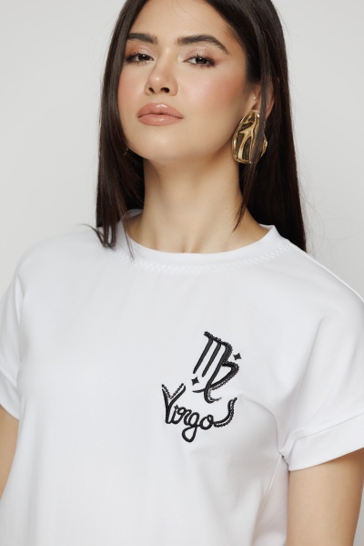 Tricou dama alb zodia Fecioara - Img 1