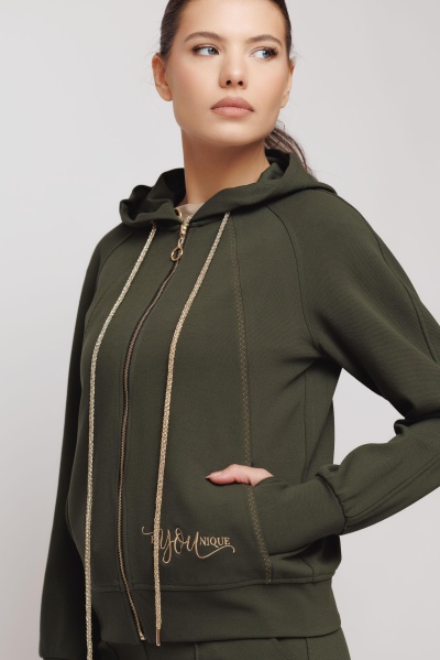 Jacheta dama verde cu gluga - Img 2