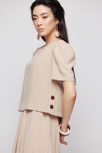 Rochie dama bej asimetrica - Img 1