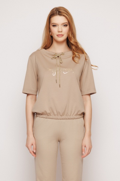 Tricou dama bej cu elastic - Img 4