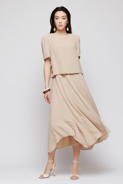 Rochie dama bej asimetrica - Img 2