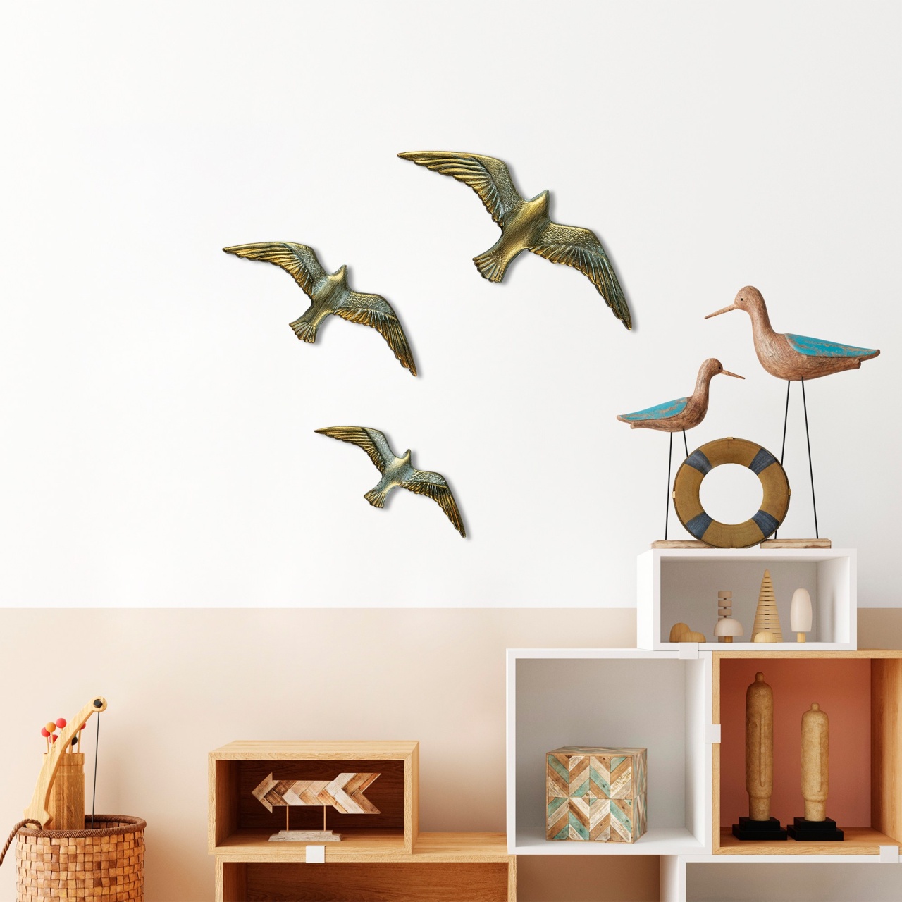 Accesoriu decorativ de perete Flying Seagulls Auriu 30x11x2 cm - 2 | YEO