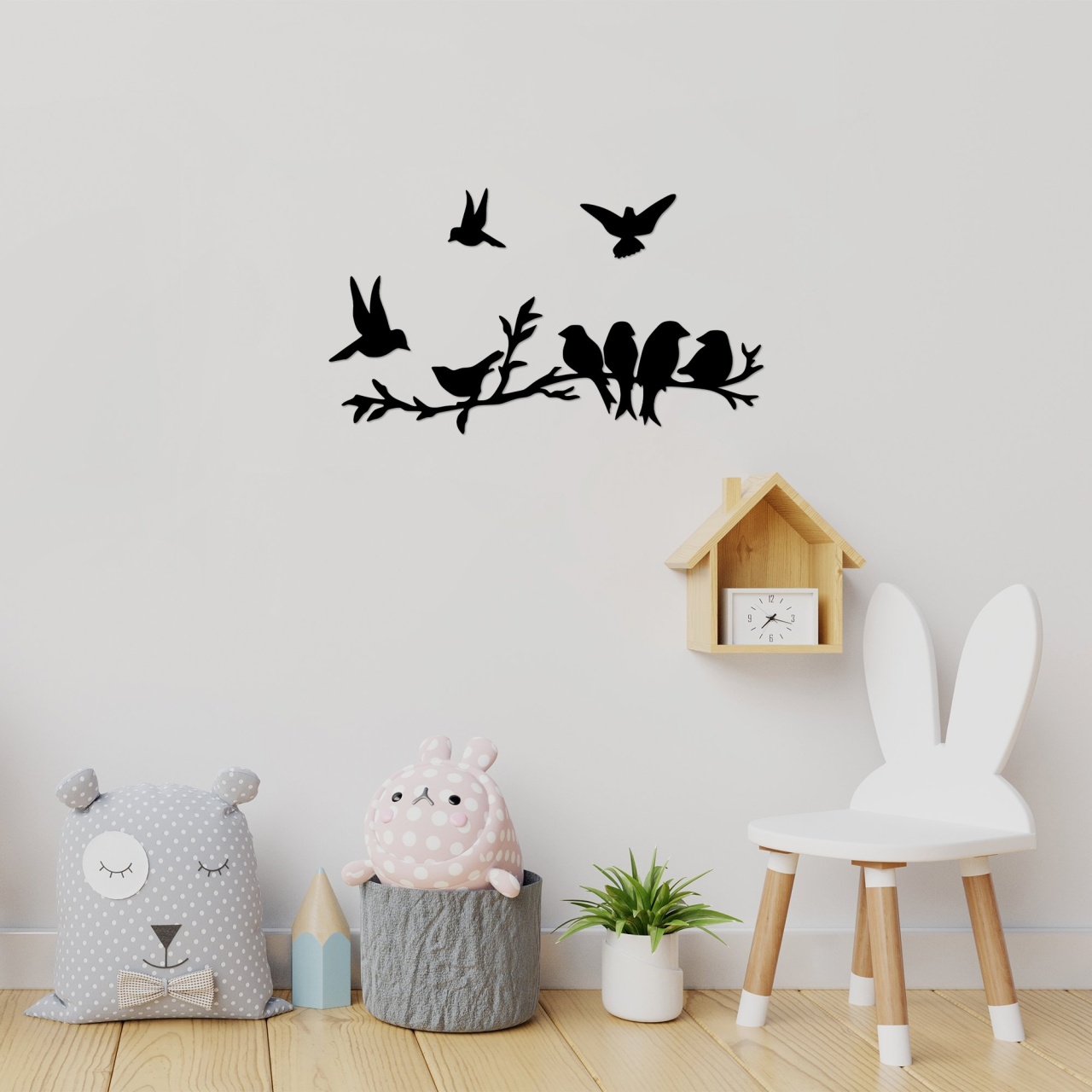 Accesoriu decorativ de perete metalic Bird Community Negru 13x13 cm - 2 | YEO