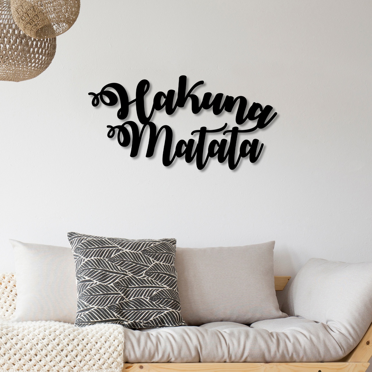 Accesoriu decorativ de perete metalic Hakuna Matata Negru 70x35 cm