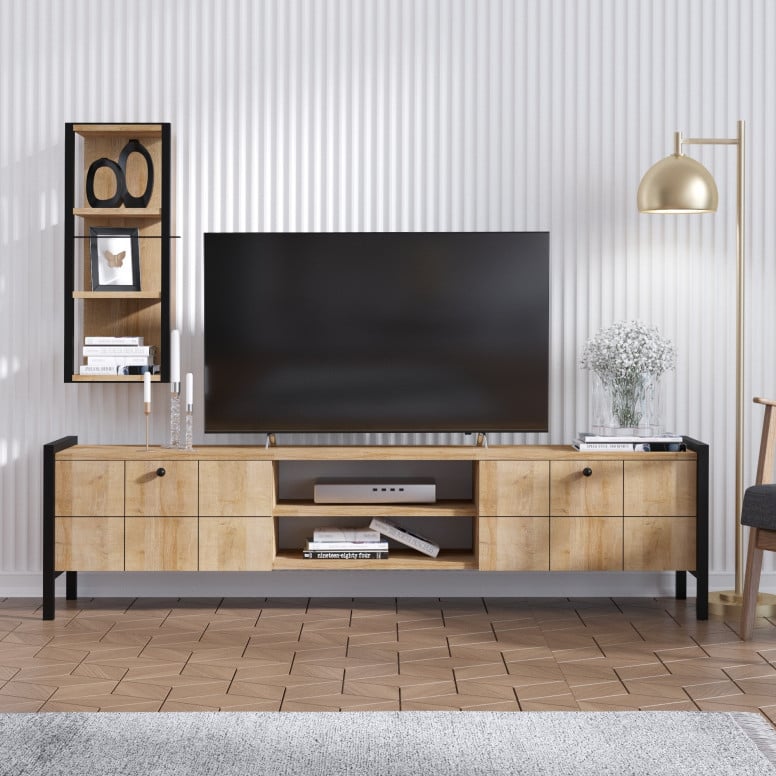 Ansamblu Comoda TV Paola Oak-Negru