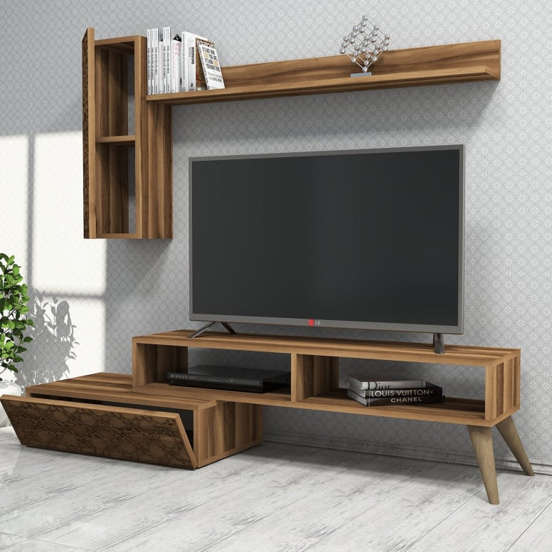 Ansamblu Comoda TV Planet Walnut - 1 | YEO