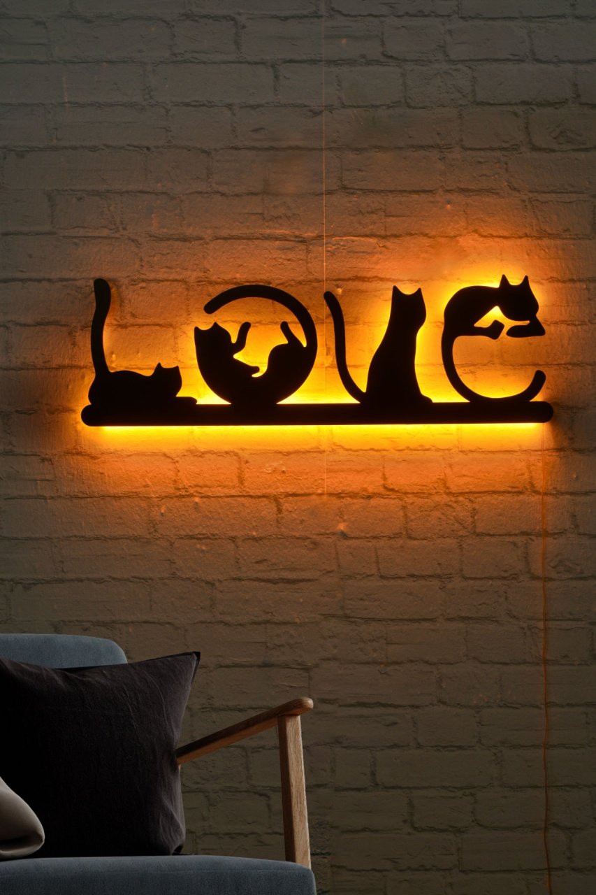 Aplică de perete LED decorativă Cat Galben 70x22 cm - 2 | YEO