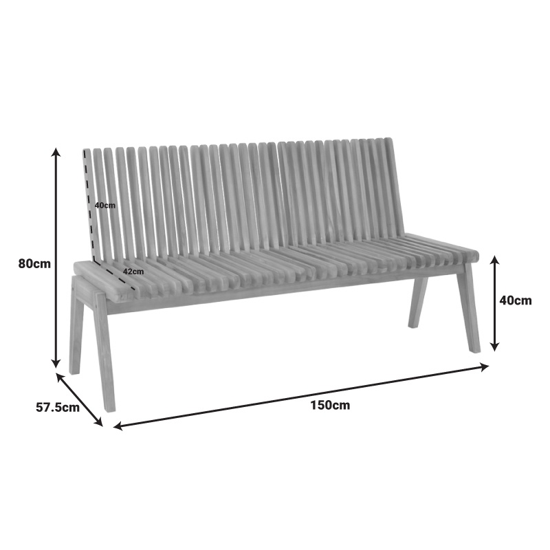 Bancheta pliabila de gradina Jey Boho Pako World Natural 150x57.5x80 cm