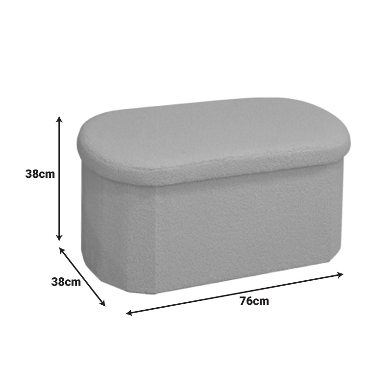 Bancuta hol cufar cu depozitare Ottoman Otto boucle Ivoar 76x38x38 cm - 1 | YEO