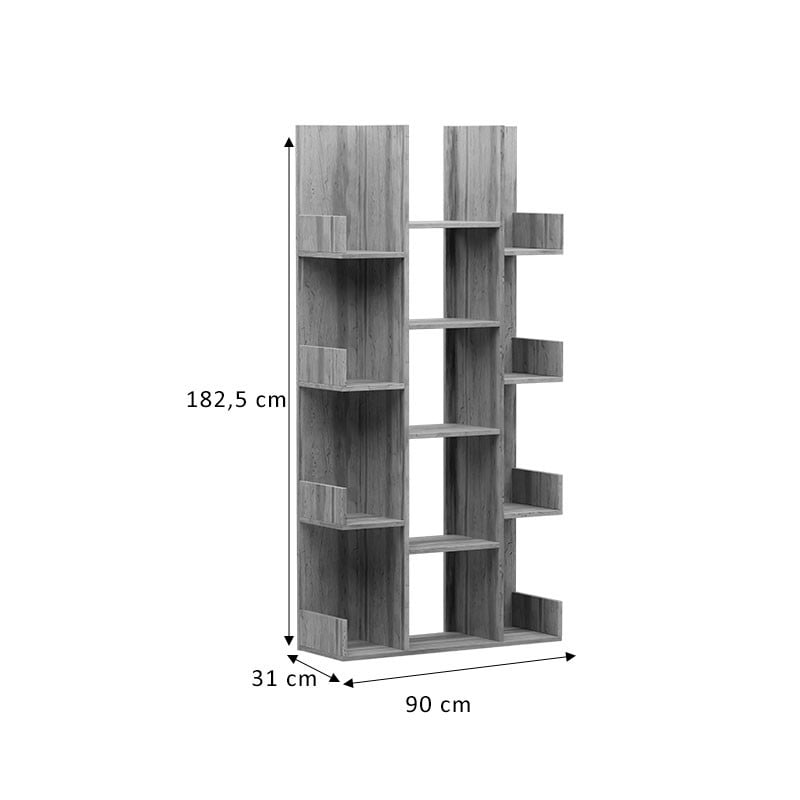 Biblioteca Charles melamina sonoma 90x31x182.5cm - 3 | YEO