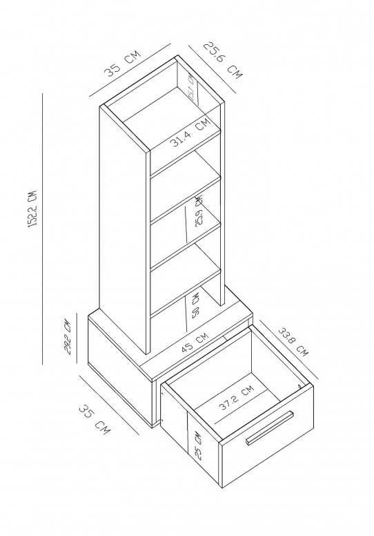 Biblioteca Dawn - Sapphire Oak, Alb, Antracit - 4 | YEO