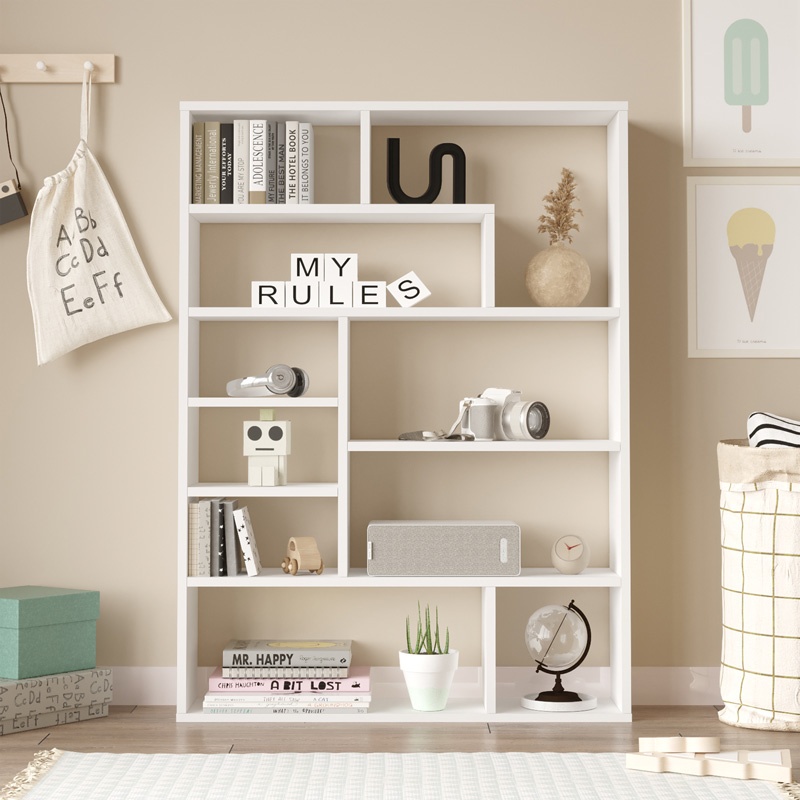 Biblioteca Decora, Pako World, Alb, 90x22x123 cm