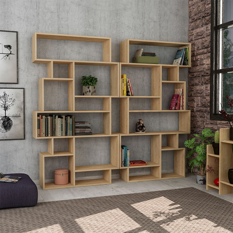 Biblioteca Karmato in culoare naturala 96x25,5x168,5cm - 3 | YEO