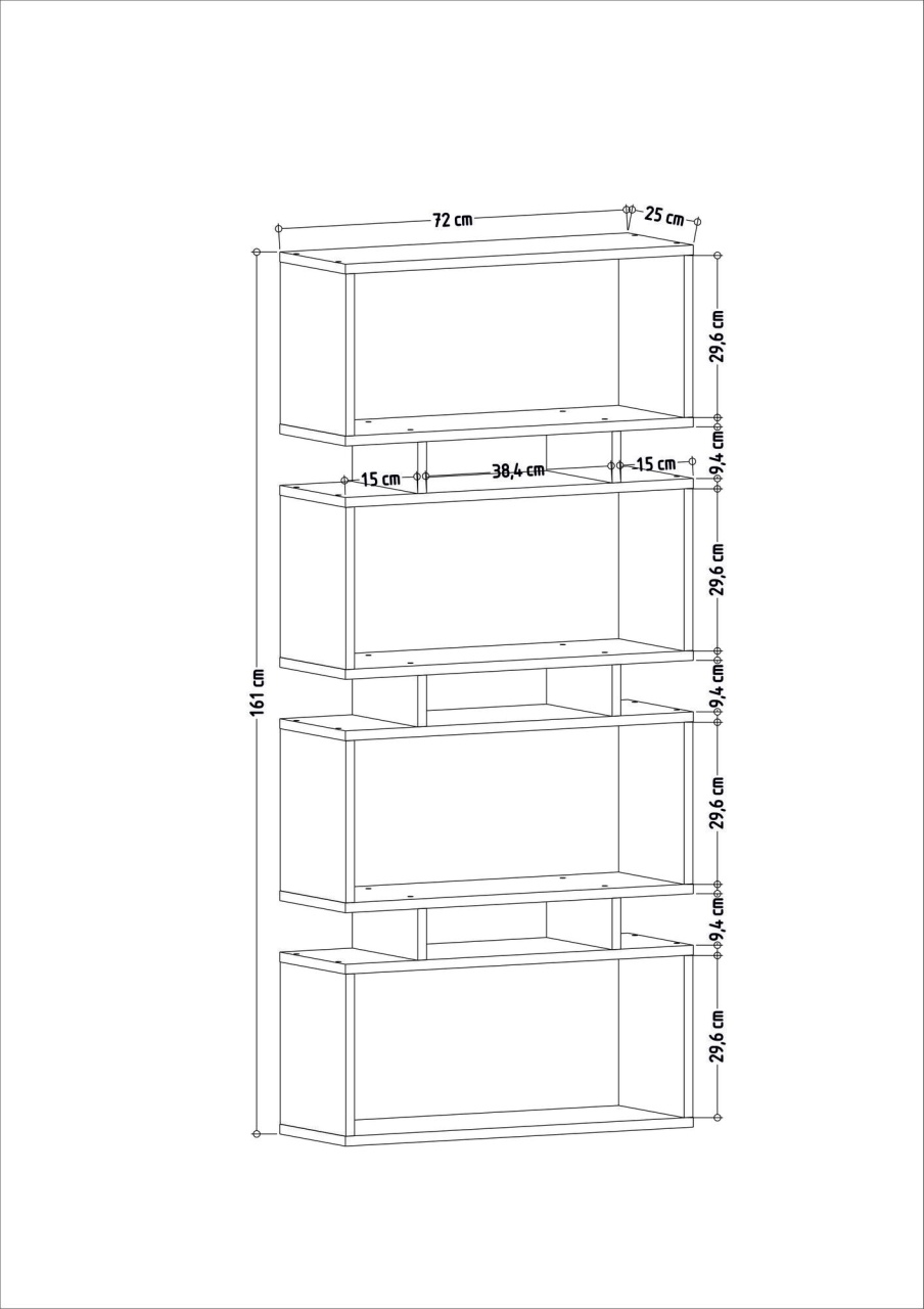 Bibliotecă Langdon Stejar 72x25x161 cm