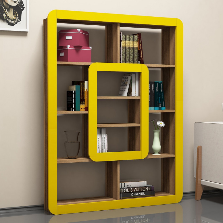 Biblioteca Orkide - Walnut, Yellow