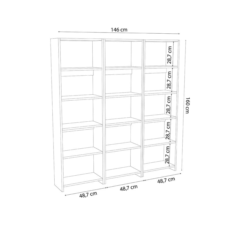 Biblioteca Rabuku Pako World Alb 146x22x123 cm - 3 | YEO