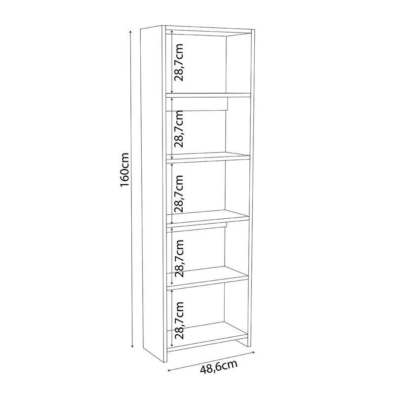 Biblioteca Robelo stejar melaminat 48.6x22x160cm - 2 | YEO