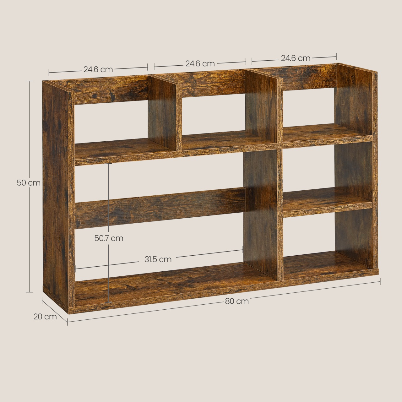 Biblioteca Vasagle, Maro Rustic, LBC815B02, 80 x 20 x 50 cm - 2 | YEO
