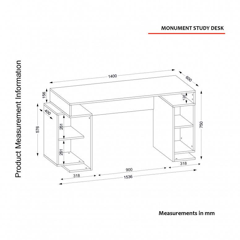 Birou Monument Alb-Walnut - 3 | YEO