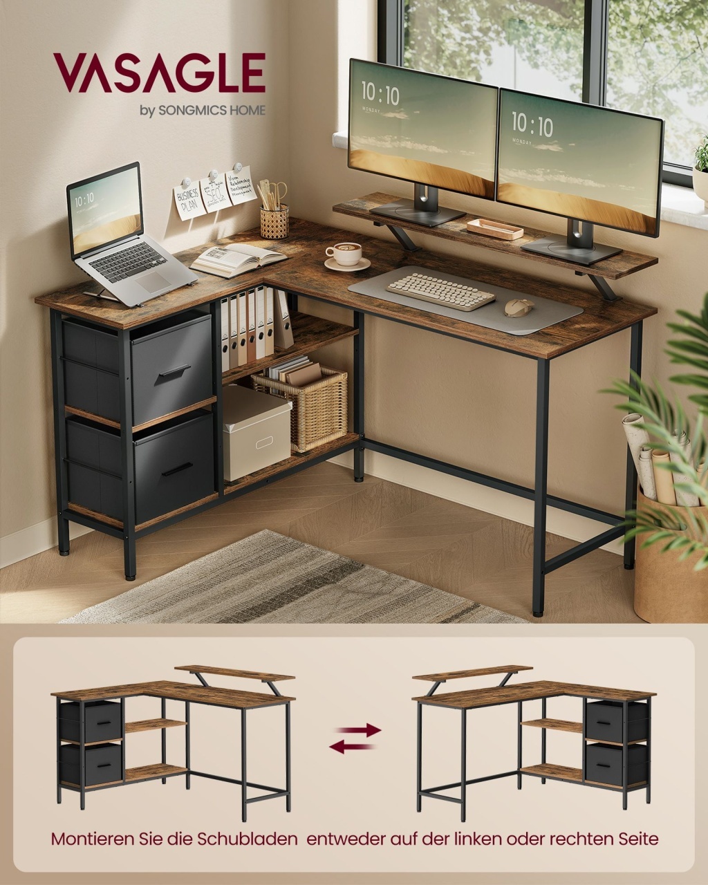 Birou Vasagle Maro 135x105x89 cm - 1 | YEO