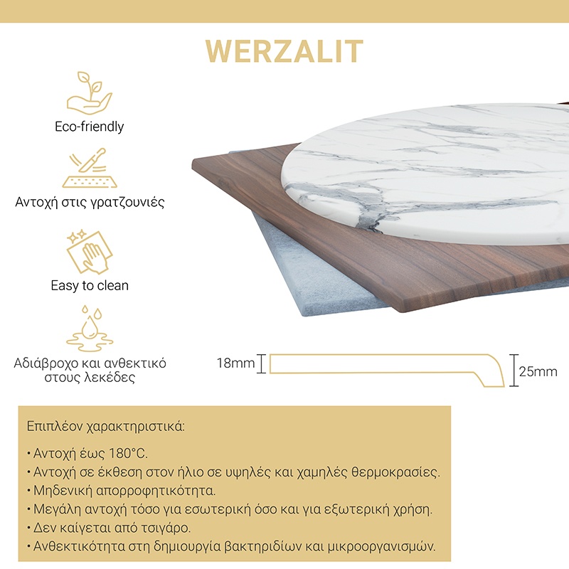 Blat masa Spritz Werzalit natural 60x60 cm 25mm grosime 60x60x2.5 cm - 1 | YEO