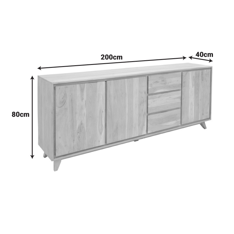 Bufet Emira, Pako World, Lemn de salcam, Natural, 200x40x80 cm - 1 | YEO
