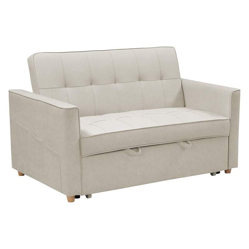 Canapea extensibila 2 locuri Commit din material textil bej-gri 142x93x46+ cm