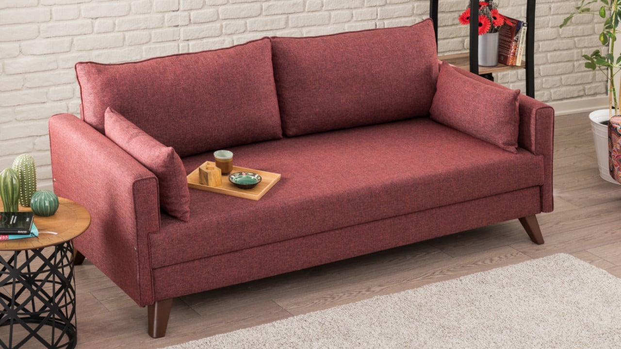 Canapea Extensibila, 3 Locuri Bella Sofa Bed Claret Rosu - 2 | YEO