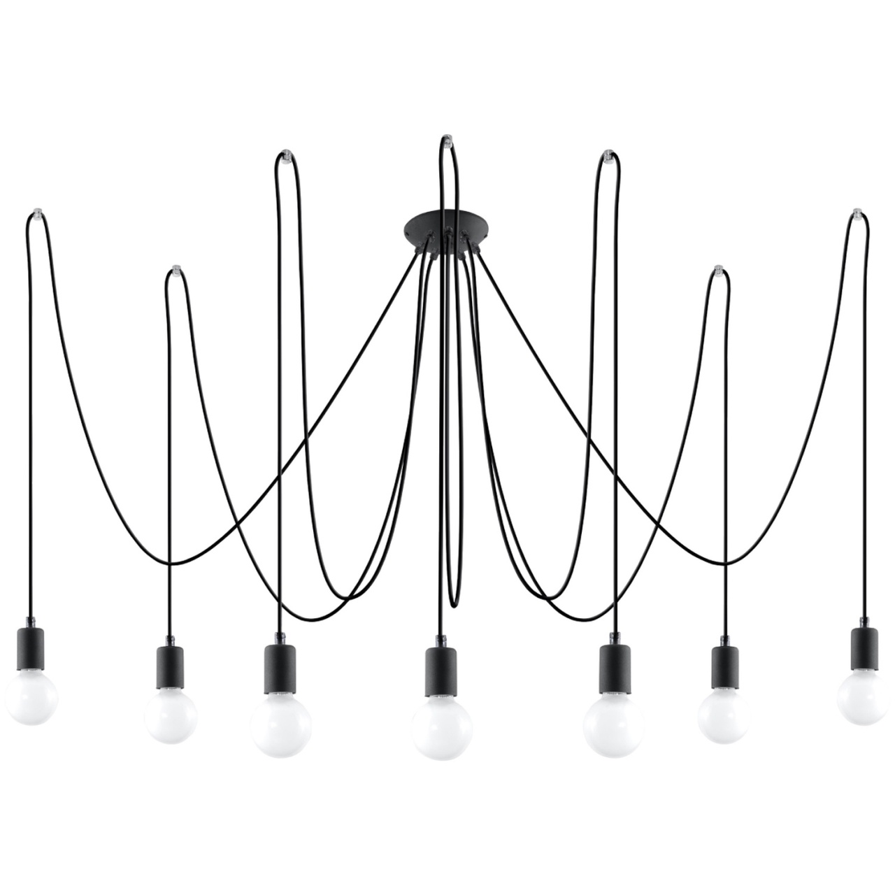Candelabru 7 Edison Negru 300x300x150 cm