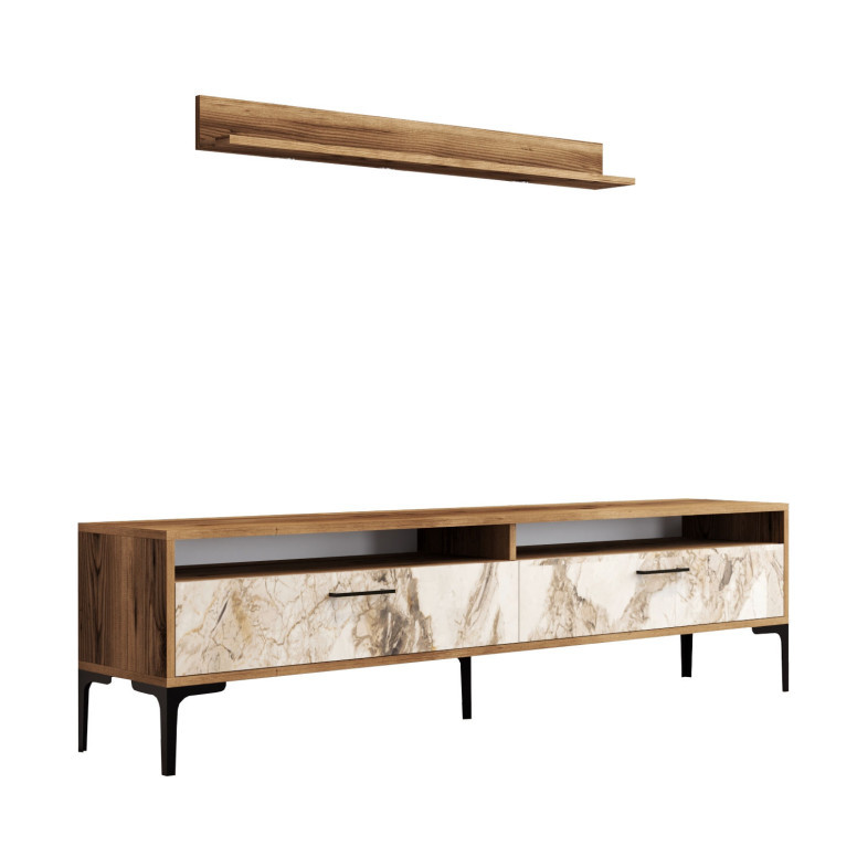 Comoda TV Istanbul - Walnut, Alb Marble - 4 | YEO