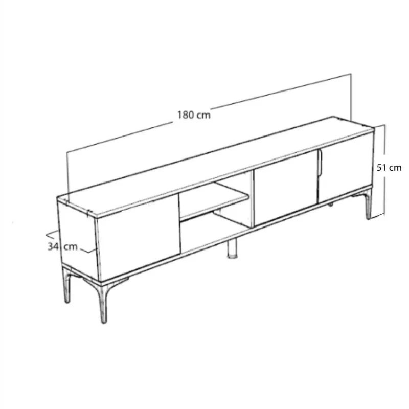 Comoda TV Kowel melaminat gri inchis - stejar 180x34x51cm - 2 | YEO