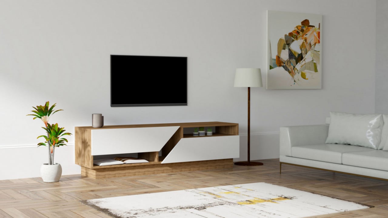 Comoda TV Koza Walnut-Alb