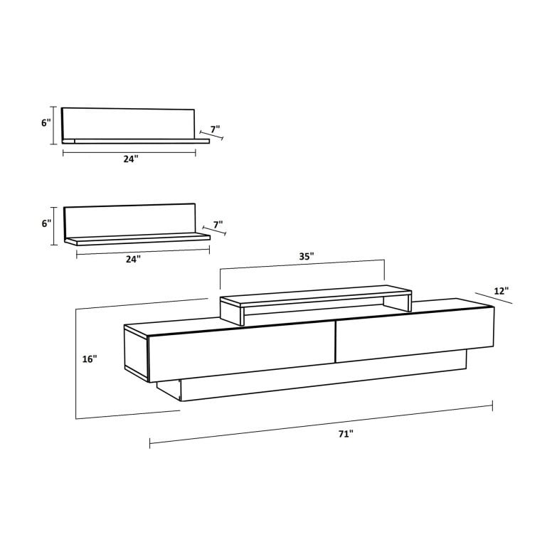 Comoda TV Lusi - Alb, Walnut - 3 | YEO