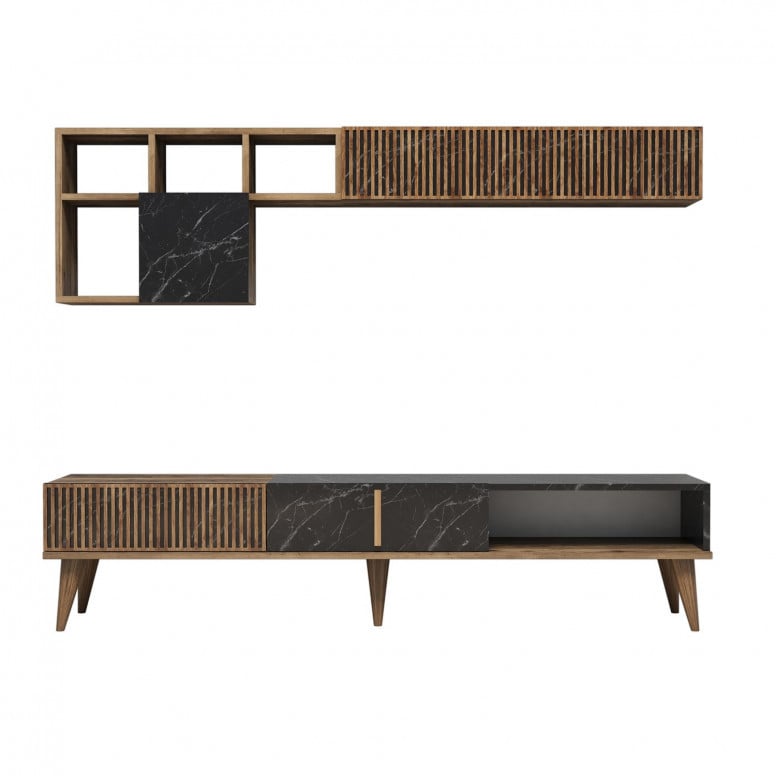 Comoda TV Milan - Walnut, Negru - 5 | YEO